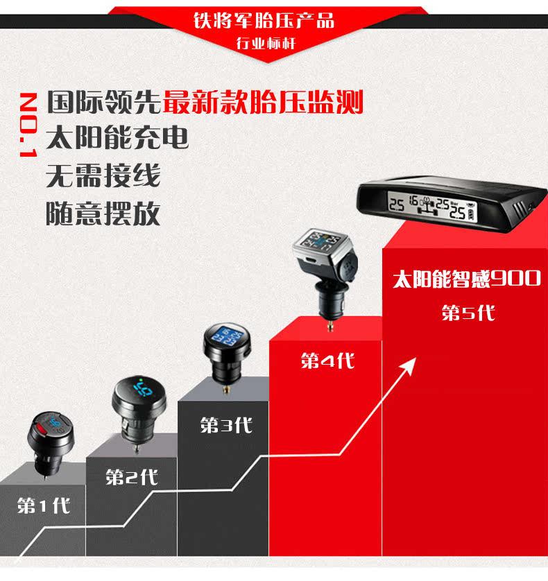 铁将军太阳能胎压监测报警器 高精度胎压表 汽