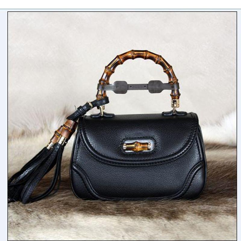 现货包邮 Gucci古奇新款女\/手提包竹节流苏牛皮