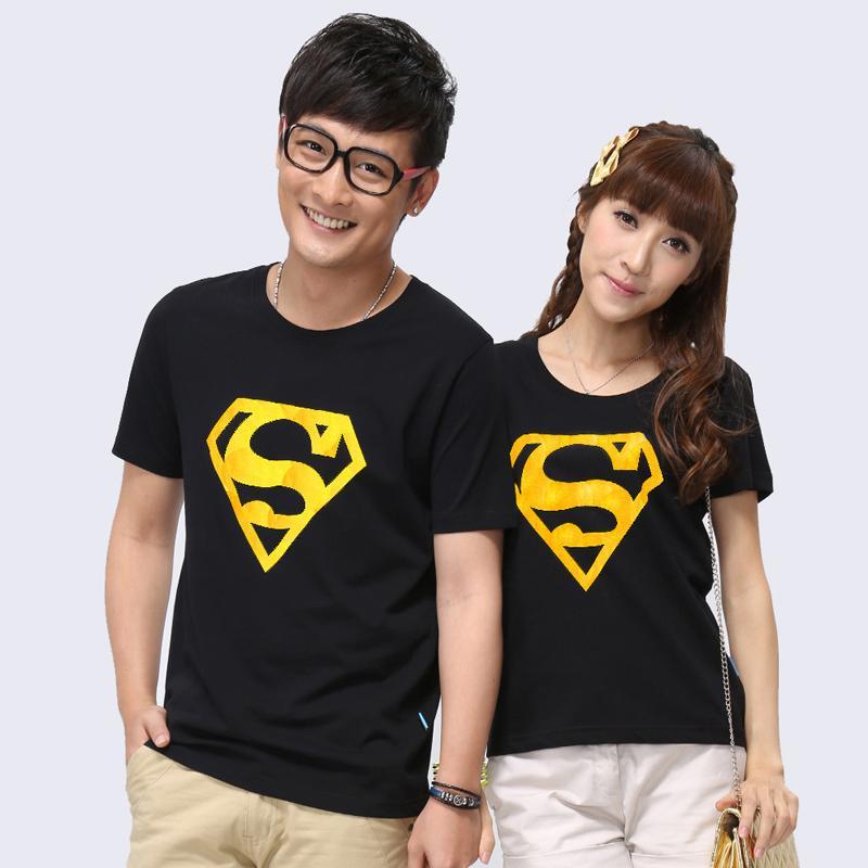 新款潮流韩版 情侣装 夏装 短袖圆领T恤 烫金T