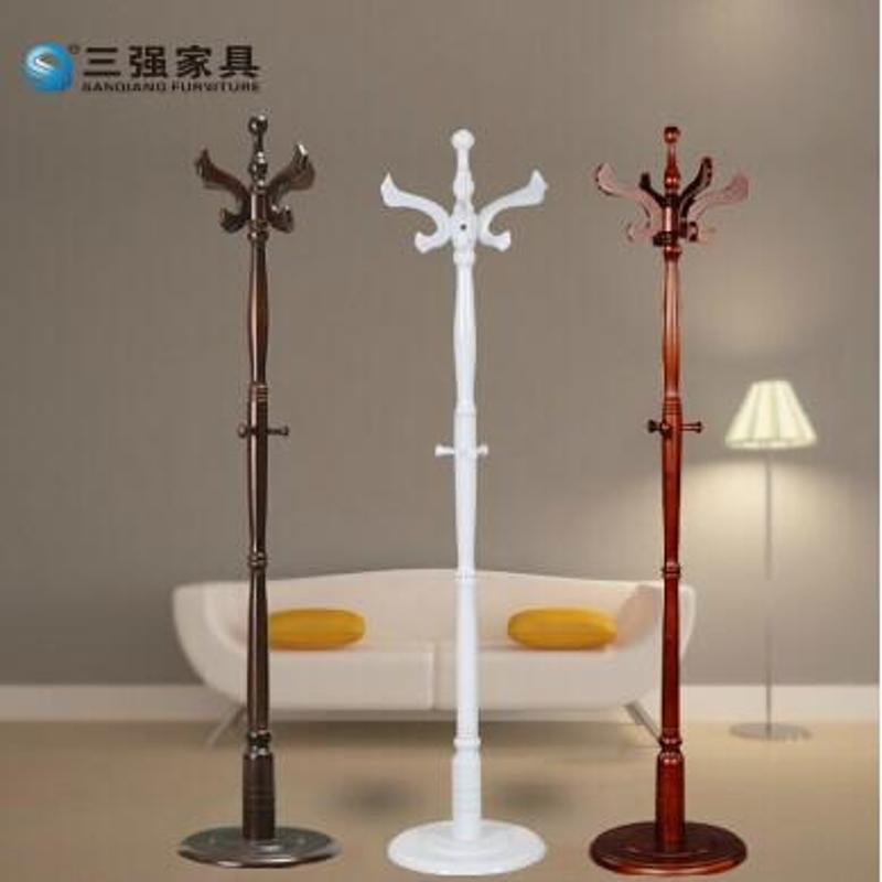 三强纯桦木可拆装衣帽架子 落地实木挂衣架 门