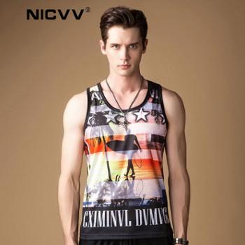 NICVV 欧美嘻哈潮男背心<em>个性</em>潮牌<em>人物</em>印花马
