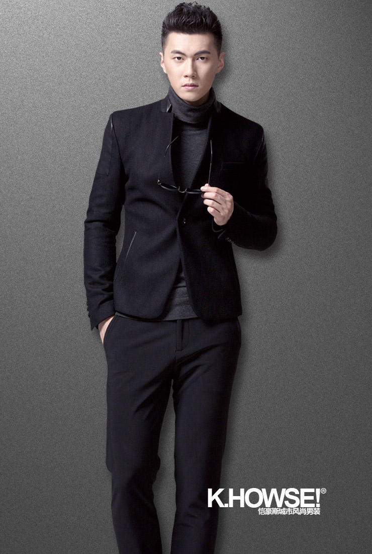 凯豪斯 恺豪斯 潮牌秋冬新款男士羊毛呢子西服