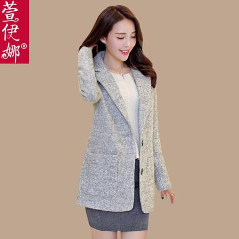 <em>萱伊娜</em>2014秋冬装新款<em>女毛呢外套</em>韩版中长款