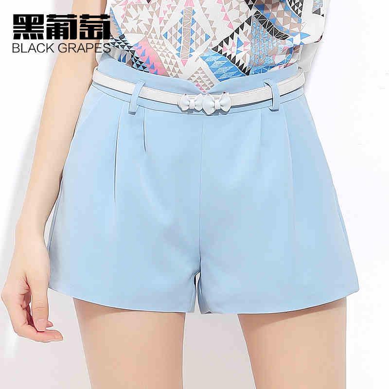 <em>黑葡萄</em>韩版宽松雪纺<em>短裤</em>女夏2015新款大码休
