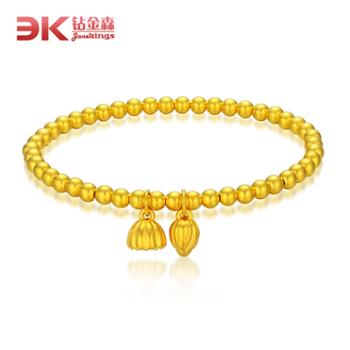 钻金森&nbsp;黄金足金古法两世欢手链&nbsp;约3.2g