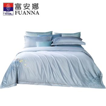 富安娜/FUANNA&nbsp;纯棉60支长绒棉纯棉国风床品素绣&nbsp;三件套/四件套