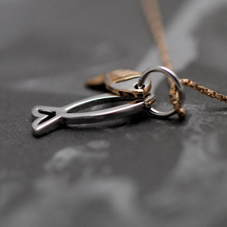 宝庆尚品 925纯银吊坠 接吻鱼 新款 爱的见证 配925纯银项链 包邮