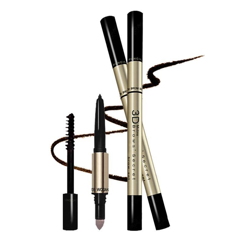 泰国mistine3d立体眉笔三合一 防水不易晕染眉笔眉粉染眉膏01 深棕色