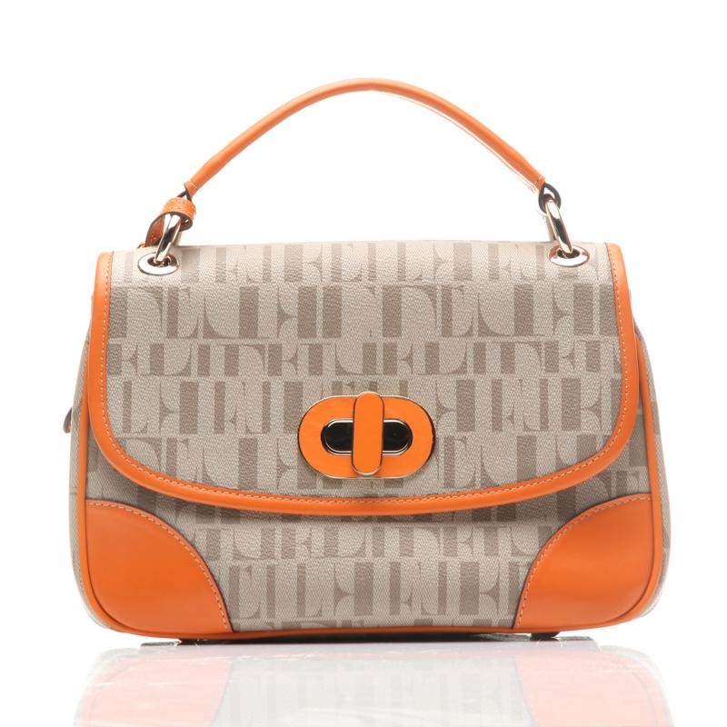 elle(她)puccini普妮系列pvc配牛皮单肩女包(e3034p31105og)