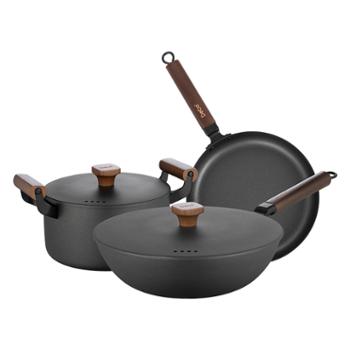 Debo 德铂威廉空间锅具汤锅炒锅煎锅3件套DEP-788 颜色随机