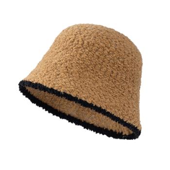 瑶琳针织毛绒渔夫帽&nbsp;秋冬季大头围显脸小水桶帽