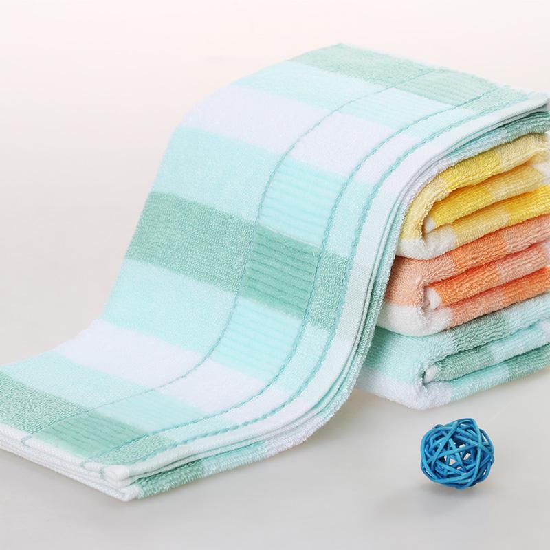 【5条装】金号毛巾ga1084 纯棉提缎柔软吸水 桔黄蓝绿彩色条纹面巾