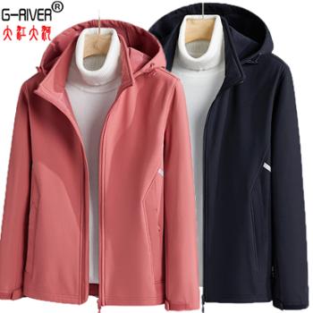 大江大河/G-RIVER加绒保暖宽松直筒帽衫男女卫衣软壳