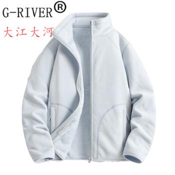 大江大河/G-RIVER男女加绒保暖立领开衫卫衣