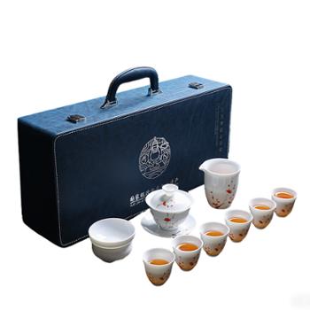 小茶犊 羊脂玉瓷 10头亮光手绘 茶具 功夫茶具 德化茶具