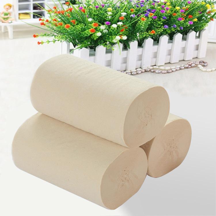 琪兴本色纸巾竹纤维竹浆厕纸原色卷纸三提700克12卷家庭装卫生纸