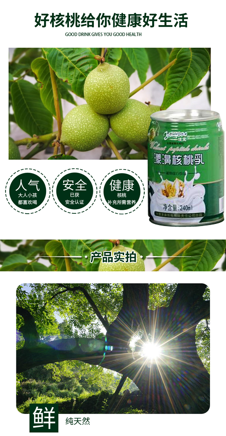 漾宝 云南大理漾濞核桃乳 240ml*12瓶/箱