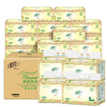 清风&nbsp;3层100抽*72包原生木浆面巾餐巾加厚卫生抽纸