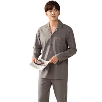秋鹭/Qiu Lu 男大码宽松睡衣纯棉长袖高档家居服 亲肤舒适