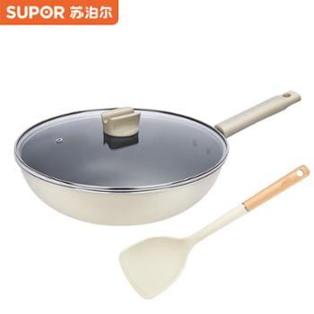 苏泊尔抗菌炒锅32cm防粘炒菜锅VC32SP05 赠硅胶铲