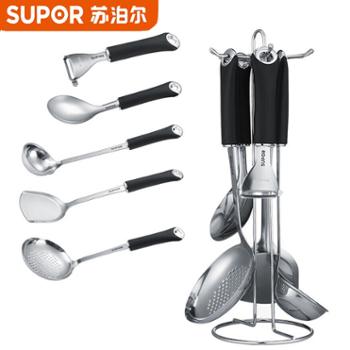 苏泊尔铲勺套装6件套厨房不锈钢锅铲中式铲汤勺漏勺套装 T1011K