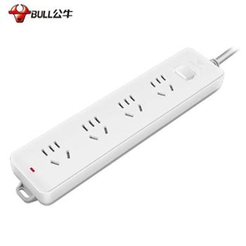 公牛/BULL 新国标插座 大间距孔位插线板4插孔插排一键总控3米排插 GN-410