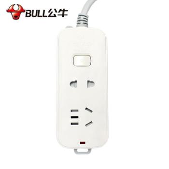 公牛/BULL 插座 新国标2插孔一键总控插线板电源适配器排插阻燃插排1.8米 S1110