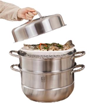 康巴赫家用双层三层加厚不锈钢蒸锅电磁炉煤气灶通用