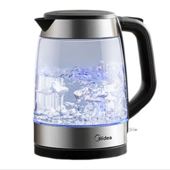 美的电水壶热水壶电热水壶304不锈钢玻璃1.7L大容量暖水壶烧水壶自动断电 MK-SHJ1722